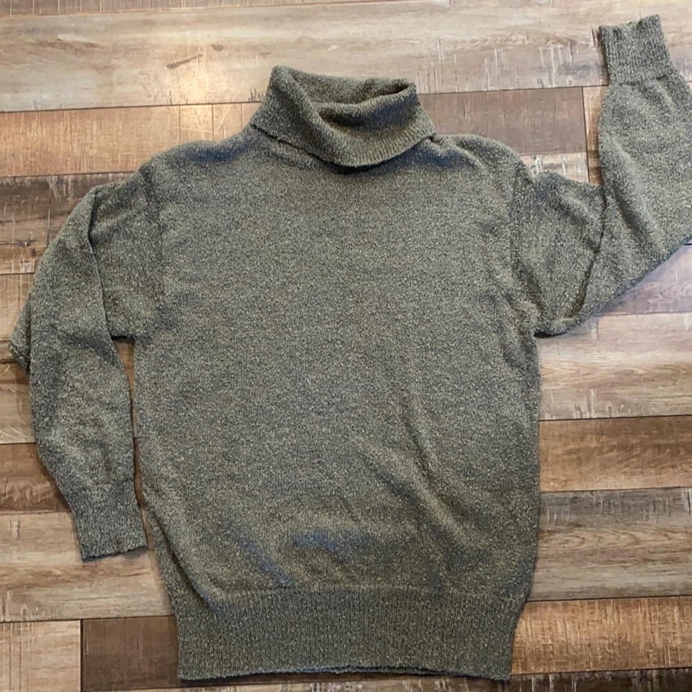 Western connections turtleneck olive sweater